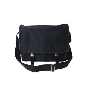 Prada Messenger Bag Shoulder Navy Blue Nylon Logo